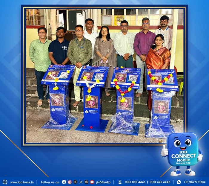 Indian Overseas Bank installs 8 E-Hundis at Malaxmi temple, Kolhapur